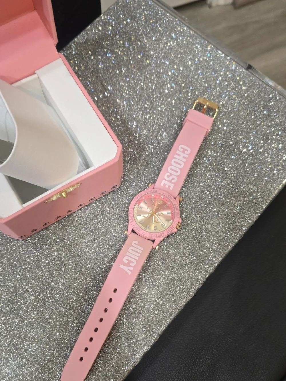 Juicy Couture Choose‎ Juicy Logo Accent Ombre Face Silicone Band Watch